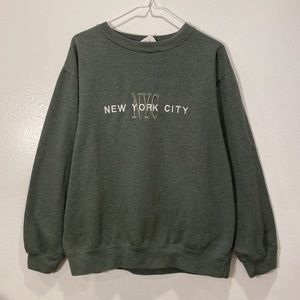 New York City embroidered dark green Sweater